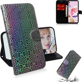 Voor LG K41S Effen Kleur Kleurrijke Magnetische Gesp Horizontale Flip PU Lederen Case met Houder & Kaartsleuven & Portemonnee & Lanyard (Zilver)