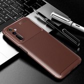 Voor OPPO Realme 6 koolstofvezel textuur schokbestendige TPU case (bruin)