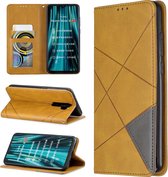 Voor Xiaomi Redmi Note 8 Pro Rhombus Texture Horizontal Flip Magnetische lederen tas met houder en kaartsleuven (geel)