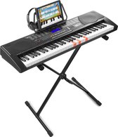 Keyboard piano - MAX KB9 keyboard incl. hoofdtelefoon en keyboard standaard - Training d.m.v. 61 lichtgevende toetsen en 3 trainingsfuncties