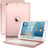 F105 Aluminium 7 Backlight iPad Case Hard Shell voor iPad Pro 10,5 inch A1701 (2017) / A1709 (2017), met toetsenbord en beugel (Rose Gold)