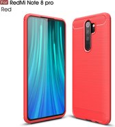 Voor Geschikt voor Xiaomi Redmi Note 8 Pro Brushed Texture Carbon TPU Case (Rood)