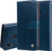 Business Style Oil Wax Texture Horizontal Flip Leather Case voor Huawei P Smart 2019, met houder & kaartsleuven & portemonnee (blauw)