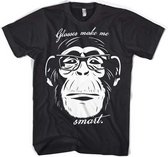 Heren Tshirt -XL- Glasses Make Me Smart Zwart