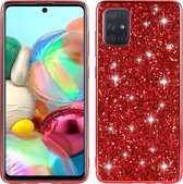 Voor Galaxy A51 Plating Glittery Powder schokbestendige TPU beschermhoes (rood)