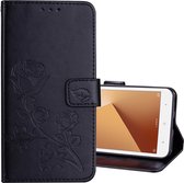 Voor Xiaomi Redmi Note 5A Lage toewijzing (geen vingerafdrukgaten) Rose reliÃ«f horizontaal Flip milieu PU lederen tas met houder & kaartsleuven & portemonnee (zwart)