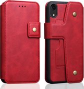 Koeienhuid textuur magnetische absorptie afneembare horizontale Flip lederen tas voor iPhone XR, met houder & kaartsleuven en portemonnee (rood)