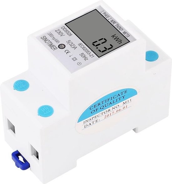 Digitale energiemeter, eenfase, DIN-rail, 35 mm, 5-80 A, elektronische kwh-teller met digitaal lcd-display, 220V/230V, 50/60 Hz, eenfasig DIN-rail, stroommeter