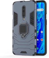 PC + TPU schokbestendige beschermhoes voor OnePlus 7 Pro, met magnetische ringhouder (blauw)