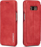 Voor Galaxy S8 Hon Ancient Series lederen tas met kaartsleuven en houder en portemonnee (rood)