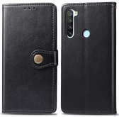 Voor Xiaomi Redmi Note 8 Retro effen kleur lederen gesp telefoonhoes met lanyard & fotolijst & kaartsleuf & portemonnee & standaardfunctie (zwart)