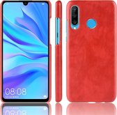 Schokbestendige Litchi Texture PC + PU beschermhoes voor Galaxy M30 (rood)