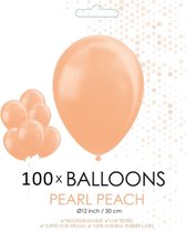 100 Parel perzik kleur ballonnen 30 cm.