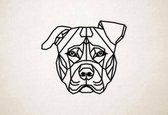 Line Art - Hond - Pitbull - XS - 25x29cm - Zwart - geometrische wanddecoratie