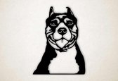 Wanddecoratie - Hond - Pitbull - XS - 30x23cm - Zwart - muurdecoratie - Line Art