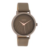 OOZOO Timepieces - Taupe horloge met taupe leren band - C10603 - Ø36