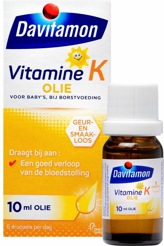 Davitamon Vitamine K Olie - vitamine K baby - speciaal ontwikkeld voor baby’s die nog borstvoeding krijgen - 10 ml