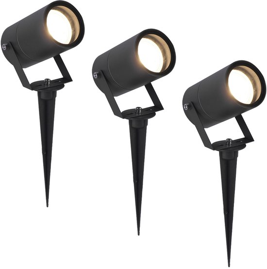 HOFTRONIC™ 3x Spikey LED Prikspot 5 Watt 4000K Zwart IP65 waterdicht - Tuin spots, spots bodem buiten