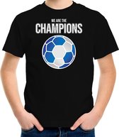 Griekenland EK/ WK supporter t-shirt - we are the champions met Griekse voetbal - zwart - kinderen - kleding / shirt M (134-140)