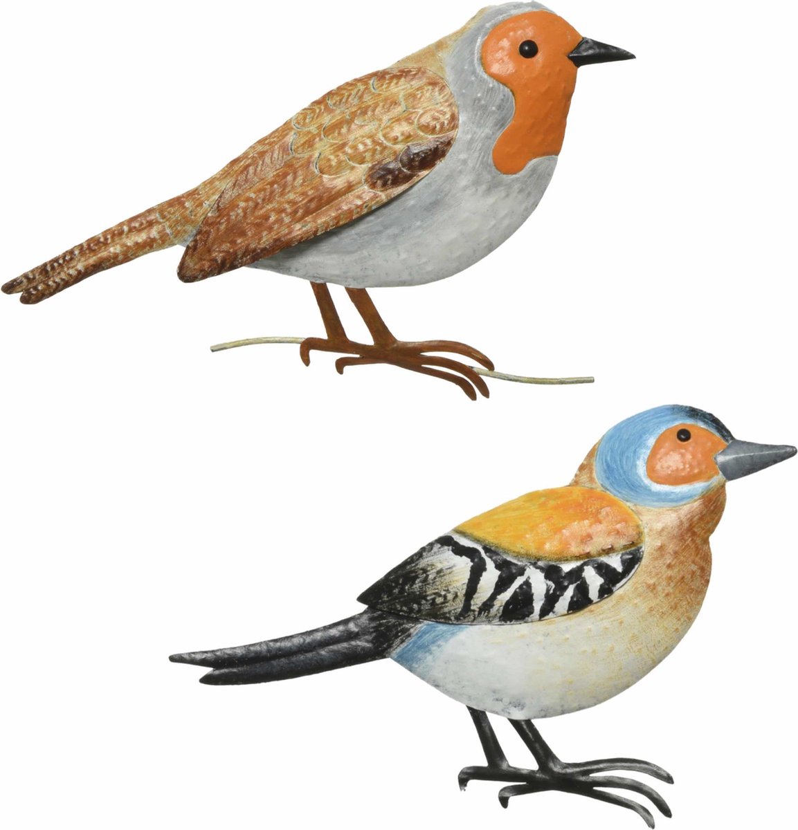 Decoris Decoratie vogels muurvogels Vink en Roodborstje voor in de tuin 38 cm Tuinvogels dierenbeelden