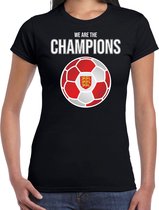 Engeland EK/ WK supporter t-shirt - we are the champions met Engelse voetbal - zwart - dames - kleding / shirt XS