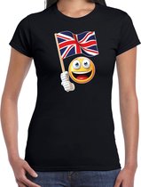 Verenigd Koninkrijk  emoticon t-shirt met Engelse vlag - zwart  - dames - Verenigd Koninkrijk  fan / supporter shirt - EK / WK L