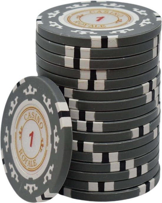 Afbeelding van het spel Casino Royale clay chips 1 grijs (25 stuks)