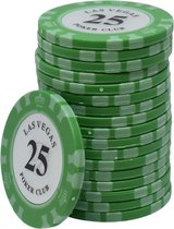 Las Vegas poker club clay chips 25 groen (25 stuks)