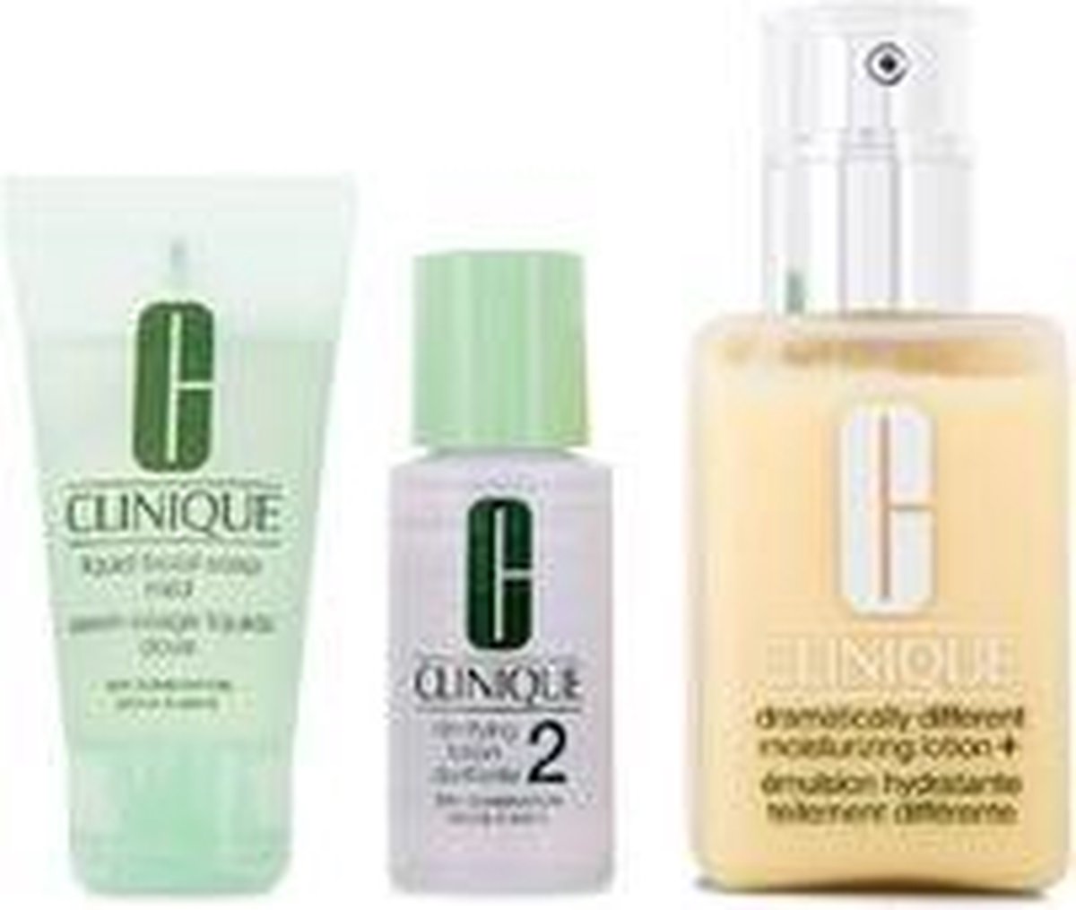 Clinique Dramatically Different Moisturizing Lotion+ Zestaw 125ml Dramatically Different Moisturizing Lotion + 30ml Clarifying Lotion 2 + 30ml Liquid Facial Soap Mild (w)