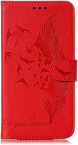 Veerpatroon Litchi Texture Horizontale Flip Leren Case met Portemonnee & Houder & Kaartsleuven Voor Huawei Mate 30 (Rood)