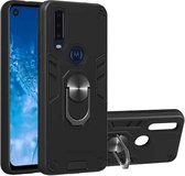 Voor Motorola Moto P40 Power 2 in 1 Armor Series PC + TPU beschermhoes met ringhouder (zwart)