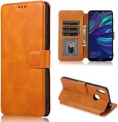 Voor Huawei Y7 2019 Kalf Textuur Magnetische Gesp Horizontale Flip Lederen Case met Houder & Kaartsleuven & Portemonnee & Fotolijst (Kaki)