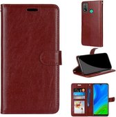 Voor Huawei P Smart 2020 Pure Kleur Horizontale Flip PU Lederen Case met Houder & Kaartsleuven & Portemonnee & Fotolijst (Bruin)