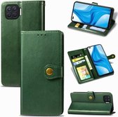 Voor OPPO F17 Pro retro effen kleur lederen gesp telefoonhoes met lanyard & fotolijst & kaartsleuf & portemonnee & standaardfunctie (groen)