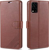 Voor xiaomi 10 lite AZNS schapenvacht textuur horizontale flip lederen case met houder & kaartsleuven & portemonnee (bruin)