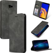 Retro Skin Feel Business Magnetische Horizontale Leren Flip Case voor Samsung Galaxy J4 Plus 2018 & J4 Prime (Donkergrijs)