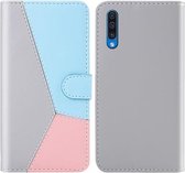 Voor Galaxy A50s Tricolor Stitching Horizontale Flip TPU + PU lederen tas met houder & kaartsleuven en portemonnee (grijs)
