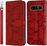 Voor Samsung Galaxy Note8 Life of Tree Embossing Pattern Horizontale Flip lederen tas met houder & kaartsleuf & portemonnee & fotolijst & lanyard (rood)