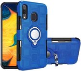 Voor Galaxy A30 2 in 1 kubus pc + TPU beschermhoes met 360 graden draaien zilveren ringhouder (blauw)