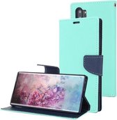 Voor Galaxy Note 10+ MERCURY GOOSPERY FANCY DAGBOEK Horizontale flip lederen tas met houder & kaartsleuven en portemonnee (mintgroen)