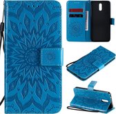 Voor Nokia 2.3 reliÃ«f zonnebloem patroon horizontale flip pu lederen tas met houder & kaartsleuven & portemonnee & lanyard (blauw)