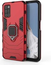 Voor OPPO A52 PC + TPU schokbestendige beschermhoes met magnetische ringhouder (rood)