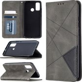 Voor Huawei P smart 2020 Rhombus Texture Horizontale Flip Magnetische Leren Case met Houder & Kaartsleuven & Portemonnee (Grijs)