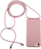 Voor iPhone 6s / 6 Candy Color TPU beschermhoes met draagkoord (donkerroze)