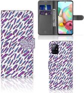 Telefoonhoesje Geschikt voor Samsung Galaxy A71 Flip Cover Feathers Color
