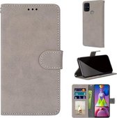 Voor Samsung Galaxy M51 Retro Frosted Horizontale Flip PU lederen tas met houder & kaartsleuven & portemonnee & fotolijst (grijs)