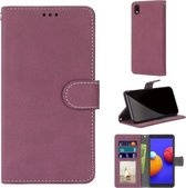 Voor Samsung Galaxy A01 Core Retro Frosted Horizontale Flip PU lederen tas met houder & kaartsleuven & portemonnee & fotolijst (Rose Red)