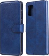 Voor Samsung Galaxy A02s (Amerikaanse versie) Klassieke kalfsstructuur PU + TPU horizontale lederen flip-hoes, met houder en kaartsleuven en portemonnee (blauw)
