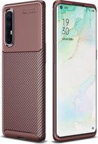 Voor OPPO Reno 3 Pro koolstofvezel textuur schokbestendige TPU case (bruin)