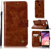 Voor ZTE Blade Z Max / Z982 Retro koperen knop Crazy Horse Horizontale flip PU lederen tas met houder & kaartsleuven & portemonnee en lanyard (bruin)